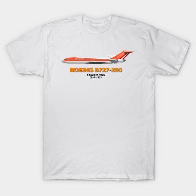 Boeing B727-200 - Faucett Perú T-Shirt by TheArtofFlying